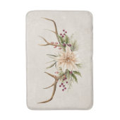 Tapis De Bain Antique Blanc Élégant Poinsettia & Antlers (Devant (Vertical))