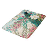 Tapis De Bain Antique Peacock Illustré & Fleurs Grunge (Angle)