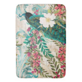 Tapis De Bain Antique Peacock Illustré & Fleurs Grunge (devant Vertical)