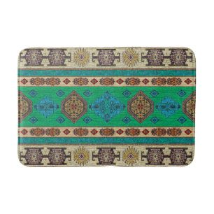 Tapis De Bain Antique Vintage Vert bleu Kilim turc