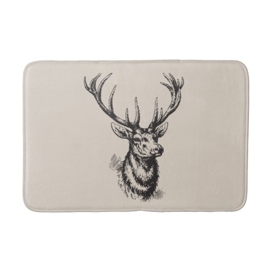 Tapis De Bain Antlers de cerfs Vintages beiges (Devant)