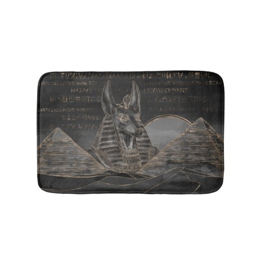 Tapis De Bain Anubis sur le paysage égyptien de pyramides (Devant)
