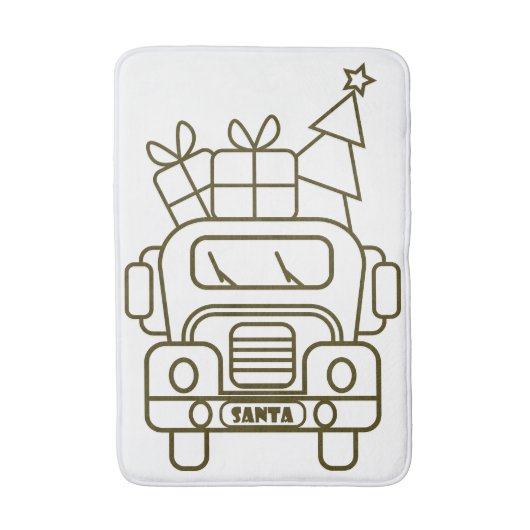 Tapis De Bain Aperçu camion de Noël Père Noël voiture vue avant (Devant (Vertical))