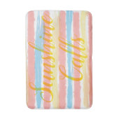 Tapis De Bain Appels soleil bleu rose jaune Aquarelle rayures (Devant (Vertical))