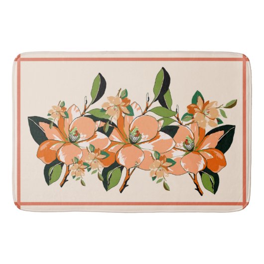Tapis De Bain Apricot Azalea sur la crème (Devant)