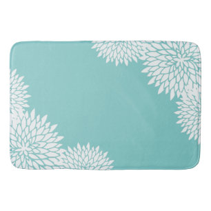 Tapis De Bain Aqua bleu et blanc moderne chaume de bain