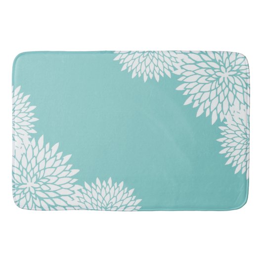 Tapis De Bain Aqua bleu et blanc moderne chaume de bain (Devant)