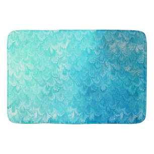 Tapis De Bain Aqua Blue Shiny Sea Shell Mermaid