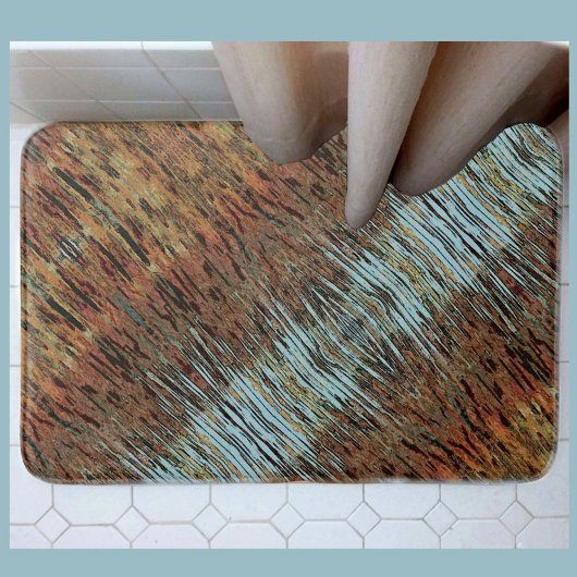 Tapis De Bain Aqua Brown et Orange Earthy Tribal Abstrait