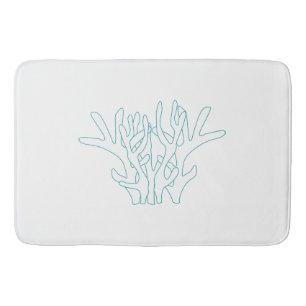 Tapis De Bain Aqua Coral Branch Blanc