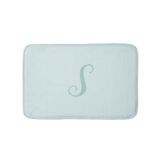 Tapis De Bain Aqua et Polka blanc Point Monogramme Mat de bain