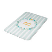 Tapis De Bain Aqua et Yellow Monogramme Floral Wreath (Angle)