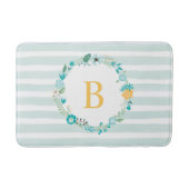 Tapis De Bain Aqua et Yellow Monogramme Floral Wreath (Devant)