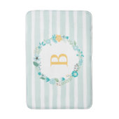 Tapis De Bain Aqua et Yellow Monogramme Floral Wreath (Devant (Vertical))