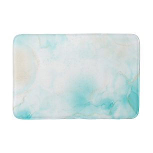 Tapis De Bain Aqua Gold moderne Encre d'alcool Art Aquarelle Océ