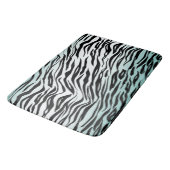 Tapis De Bain Aqua Mint Black Zebra Print Ombre (Angle)