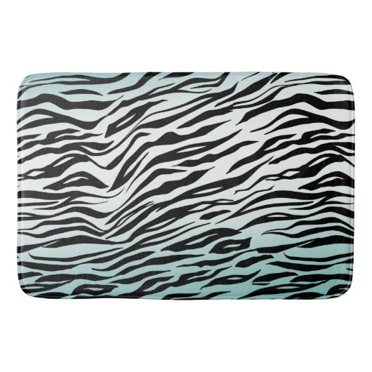 Tapis De Bain Aqua Mint Black Zebra Print Ombre (Devant)