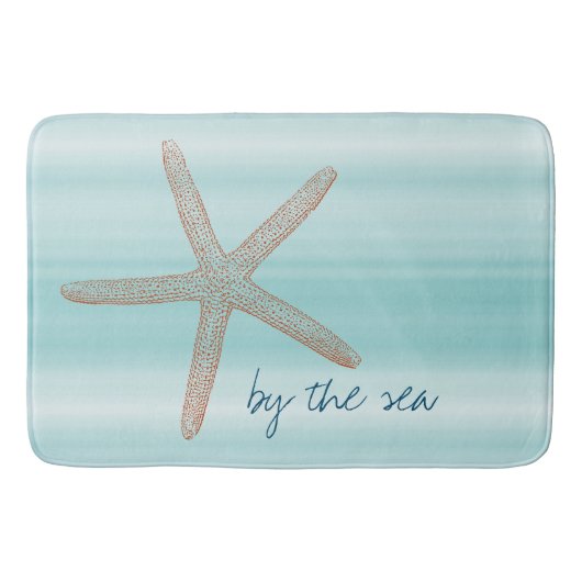 Tapis De Bain Aqua Mint White Beach Vibes Starfish       (Devant)