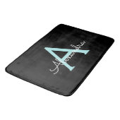 Tapis De Bain Aqua Teal Blue Script Girly Monogram (Angle)