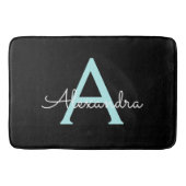 Tapis De Bain Aqua Teal Blue Script Girly Monogram (Devant)