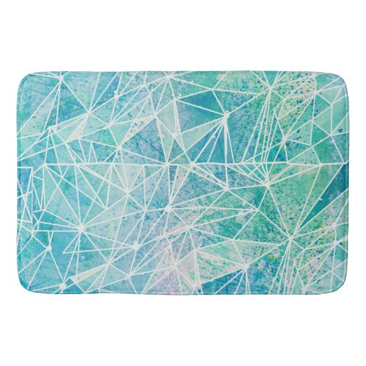 Tapis De Bain aquamarine avec espace géométrique blanc (Devant)
