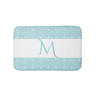 Tapis De Bain Aquamarine Cercles modernes Monogramme Mat de bain