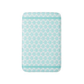 Tapis De Bain Aquamarine et Mat de bain Damas blanc (Devant (Vertical))