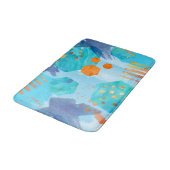 Tapis De Bain Aquarelle Abstraite bleu hexagone mat bain (Angle)