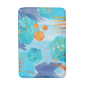 Tapis De Bain Aquarelle Abstraite bleu hexagone mat bain (Devant (Vertical))