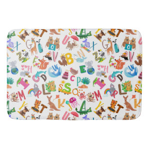 Tapis De Bain Aquarelle Animal Alphabet Cute Enfants