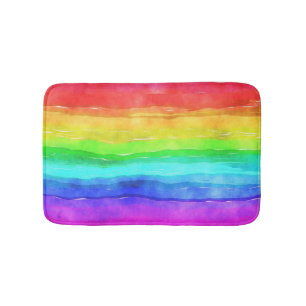 Tapis De Bain Aquarelle arc-en-ciel rayures design bain Mat