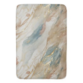Tapis De Bain Aquarelle beige et bleu Marbre Abstrait (devant Vertical)