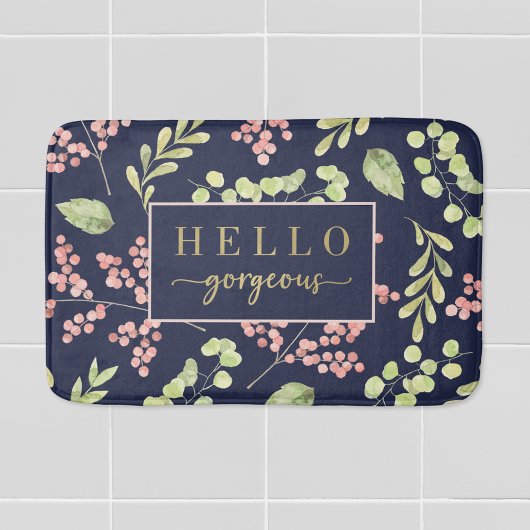 Tapis De Bain Aquarelle Berries et feuillage Hello Gorgeous