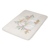 Tapis De Bain Aquarelle blanche et Citrouille or (Angle)