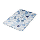 Tapis De Bain Aquarelle bleu Abstrait Cercles blancs Motif (Angle)