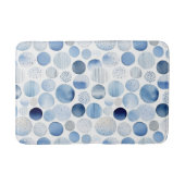 Tapis De Bain Aquarelle bleu Abstrait Cercles blancs Motif (Devant)