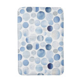 Tapis De Bain Aquarelle bleu Abstrait Cercles blancs Motif (Devant (Vertical))