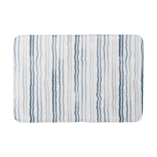 Tapis De Bain Aquarelle Bleu Ardoise, Gris, Blanc (Devant)