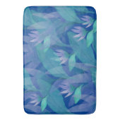 Tapis De Bain Aquarelle bleu caraïbe vert violet Fleurs (devant Vertical)