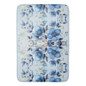 Tapis De Bain Aquarelle Bleu Fleurs Bain Mat (devant Vertical)
