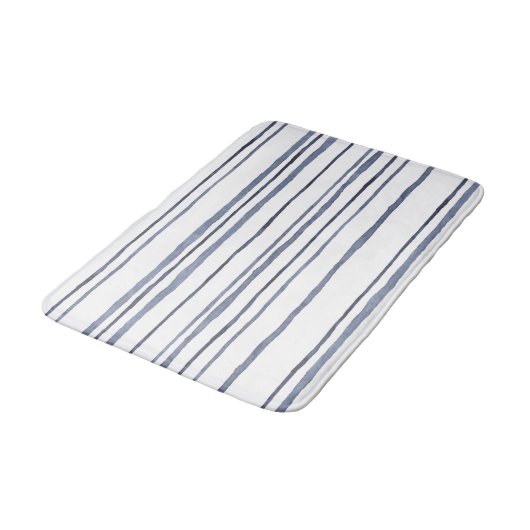 Tapis De Bain Aquarelle bleu marine Bain à mât rayé (Angle)
