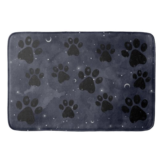 Tapis De Bain Aquarelle bleu Paw Stars Lune (Devant)