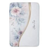 Tapis De Bain Aquarelle Bleu rose Floral Mat (devant Vertical)