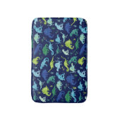 Tapis De Bain Aquarelle bleu vert Dinosaur Silhouette Enfants (Devant (Vertical))