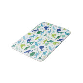 Tapis De Bain Aquarelle bleu vert Dinosaur Silhouette Kids (Angle)