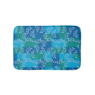 Tapis De Bain Aquarelle bleu vert ivoire