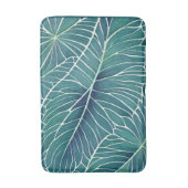 Tapis De Bain Aquarelle Bleu Vert Turquoise Feuilles tropicaux (Devant (Vertical))