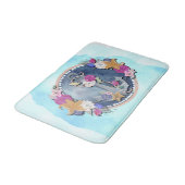 Tapis De Bain Aquarelle bleue Ancre florale marine moderne (Angle)