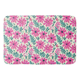 Tapis De Bain Aquarelle Botanique Rose