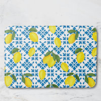 Aquarelle Carreau Bleu Jaune Citron Aquarelle